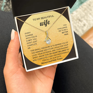 To My Wife 18K Yellow Gold Alluring Beauty Necklace From Husband My Heart Message Card Jewelry Standard Box