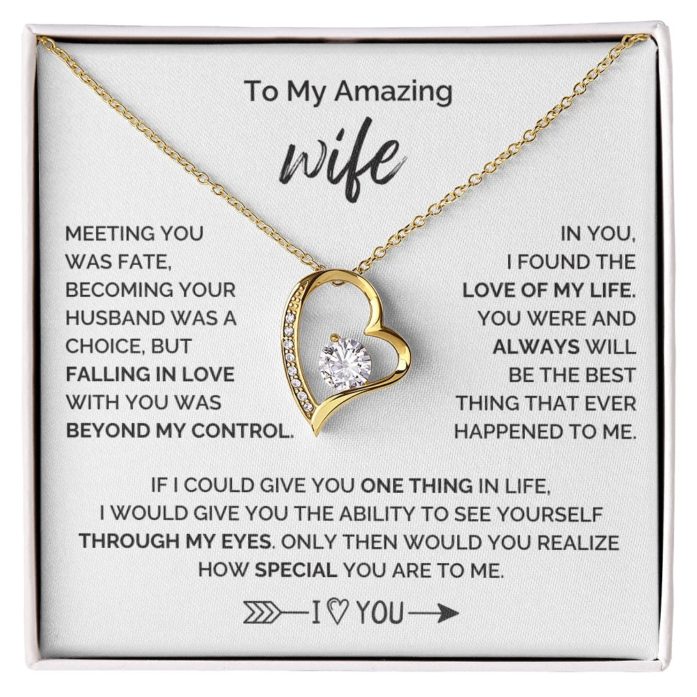 To My Wife 18K Yellow Gold Forever Love Necklace From Husband How Special Message Card Jewelry
