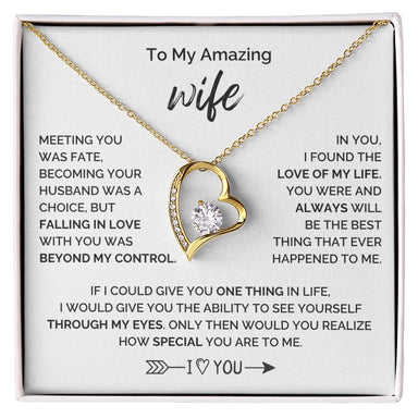 To My Wife 18K Yellow Gold Forever Love Necklace From Husband How Special Message Card Jewelry