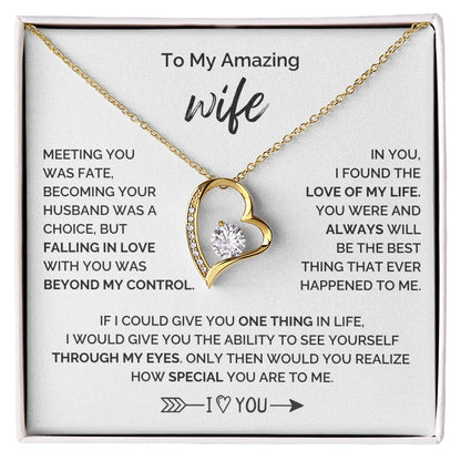To My Wife 18K Yellow Gold Forever Love Necklace From Husband How Special Message Card Jewelry