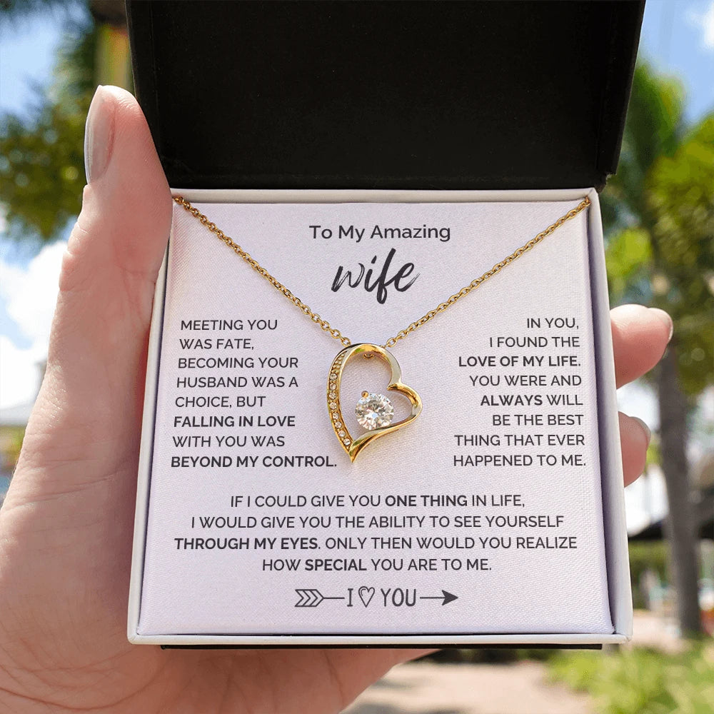 To My Wife 18K Yellow Gold Forever Love Necklace From Husband How Special Message Card Jewelry Standard Box