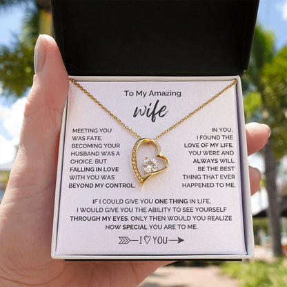To My Wife 18K Yellow Gold Forever Love Necklace From Husband How Special Message Card Jewelry Standard Box