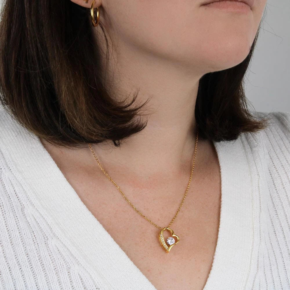 To My Wife 18K Yellow Gold Forever Love Necklace From Husband Infinite Love Display on Neck