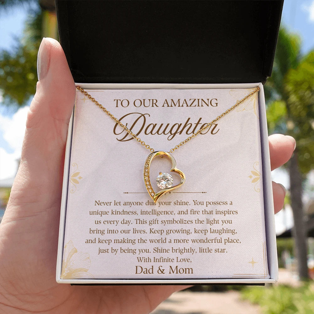 To My Wife 18K Yellow Gold Forever Love Necklace From Husband Infinite Love Message Card Jewelry Standard Box