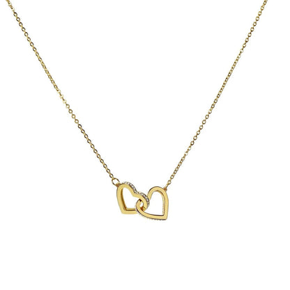 To My Wife 18K Yellow Gold Interlocking Hearts Necklace From Husband The Reason