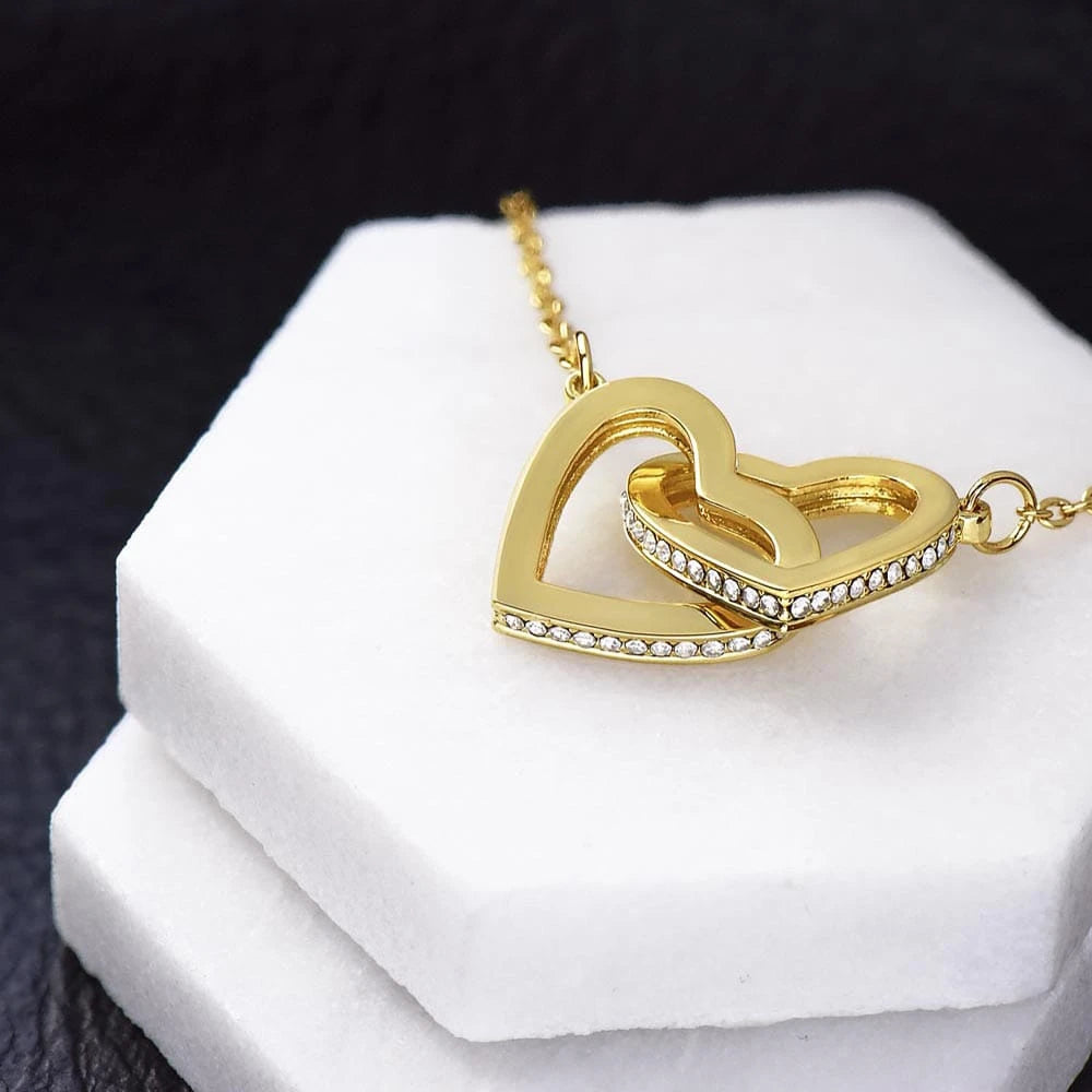 To My Wife 18K Yellow Gold Interlocking Hearts Necklace From Husband The Reason Display