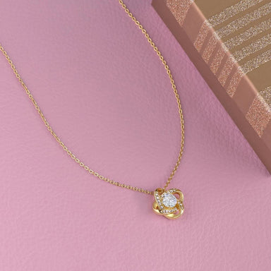 To My Wife 18K Yellow Gold Love Knot Necklace From Dad Baby Girl Display