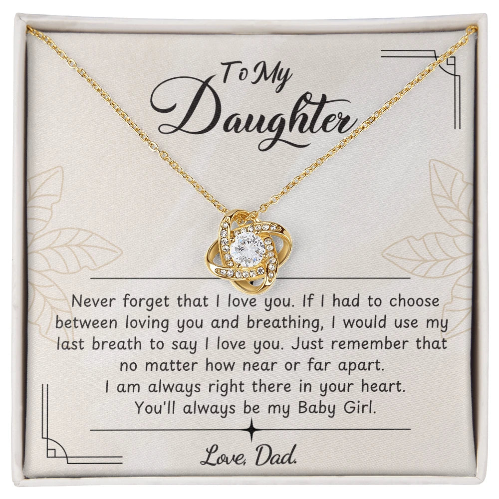 To My Wife 18K Yellow Gold Love Knot Necklace From Dad Baby Girl Message Card Jewelry