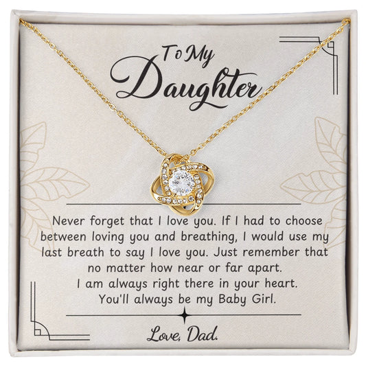 To My Wife 18K Yellow Gold Love Knot Necklace From Dad Baby Girl Message Card Jewelry