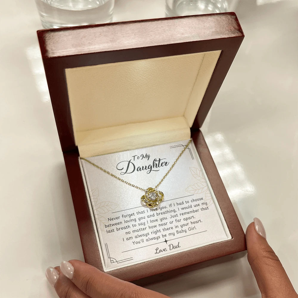 To My Wife 18K Yellow Gold Love Knot Necklace From Dad Baby Girl Message Card Jewelry Luxury Box