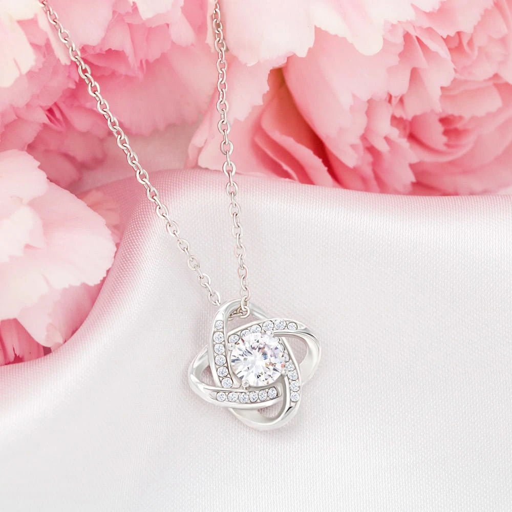 To My Wife Feel My Love Love Knot Necklace From Husband 14K White Gold