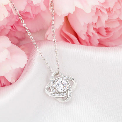 To My Wife Feel My Love Love Knot Necklace From Husband 14K White Gold