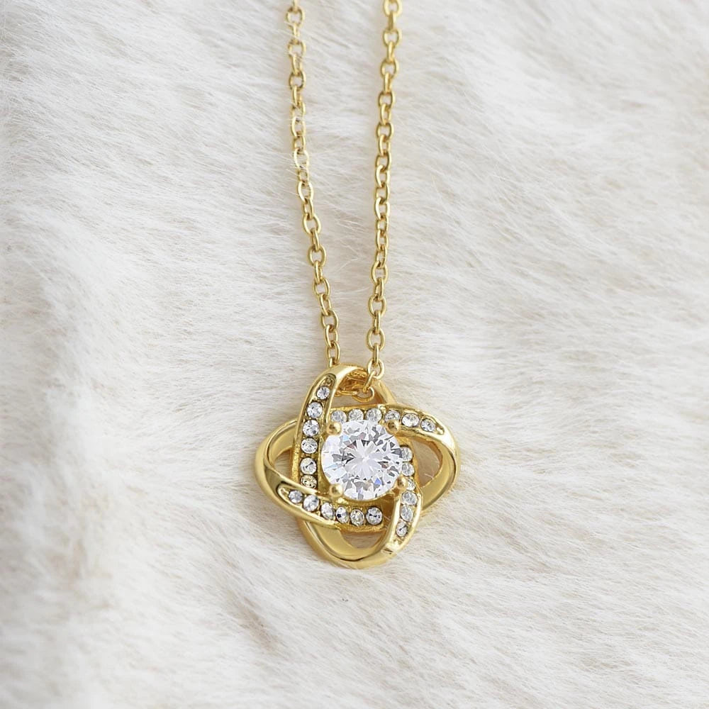 To My Wife Feel My Love Love Knot Necklace From Husband 18K Yellow Gold