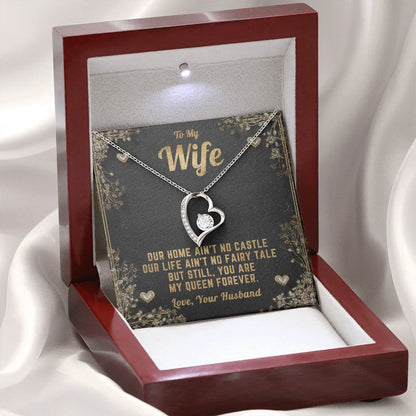 To My Wife Forever Love Necklace I Love You From Husband 14K White Gold Luxury Box Showcase