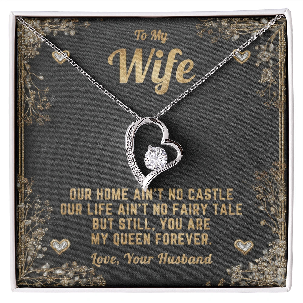 To My Wife Forever Love Necklace I Love You From Husband 14K White Gold Message Card