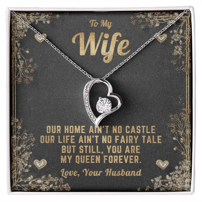 To My Wife Forever Love Necklace I Love You From Husband 14K White Gold Message Card