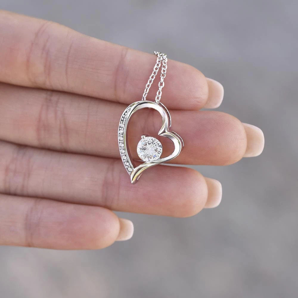 To My Wife Forever Love Necklace I Love You From Husband 14K White Gold Showcase