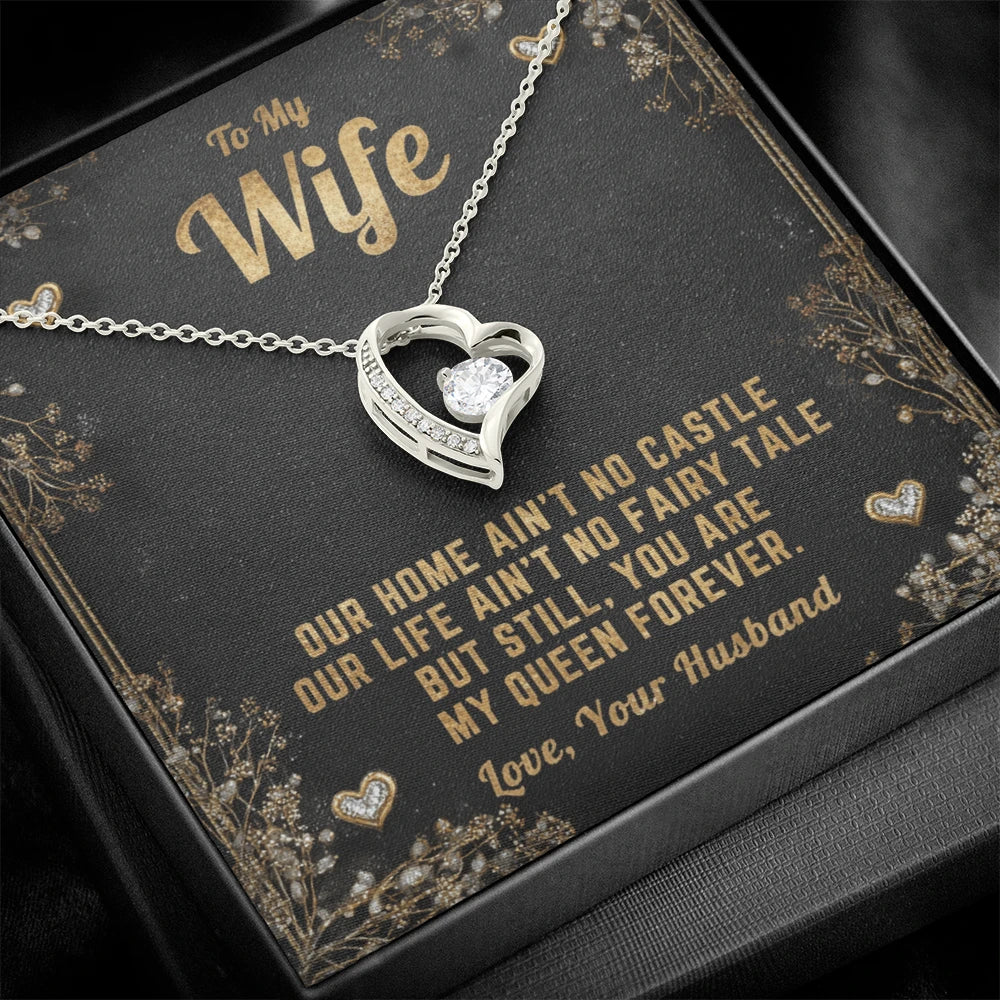 To My Wife Forever Love Necklace I Love You From Husband 14K White Gold Standard Box Showcase