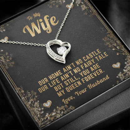 To My Wife Forever Love Necklace I Love You From Husband 14K White Gold Standard Box Showcase