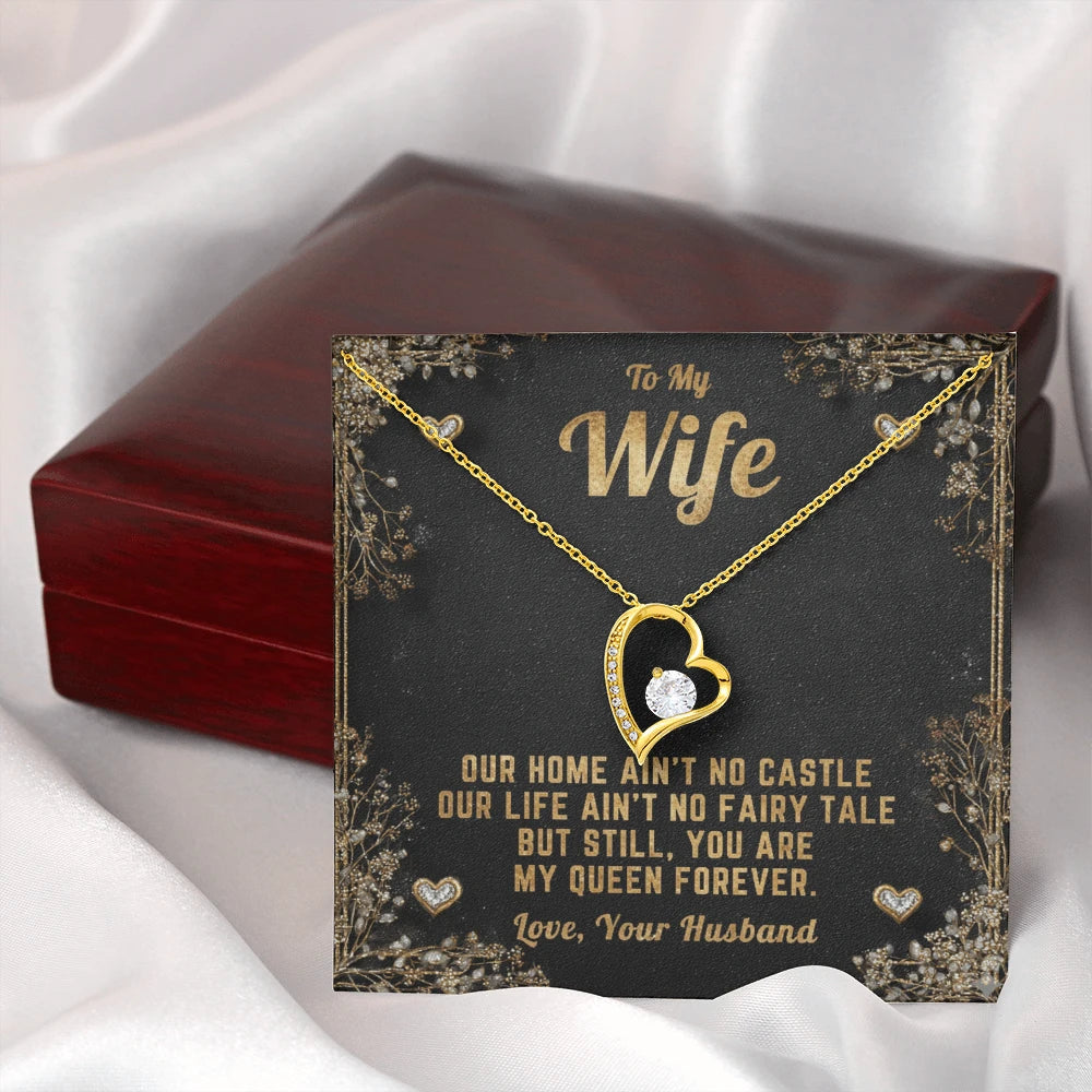 To My Wife Forever Love Necklace I Love You From Husband 18K Yellow Gold Luxury Box