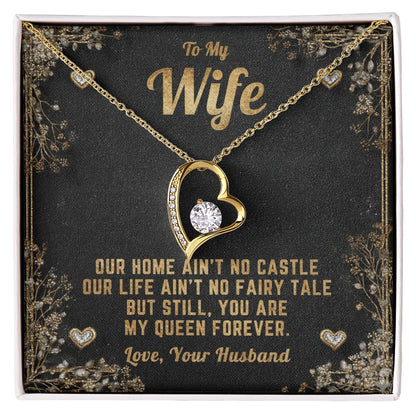 To My Wife Forever Love Necklace I Love You From Husband 18K Yellow Gold Message Card