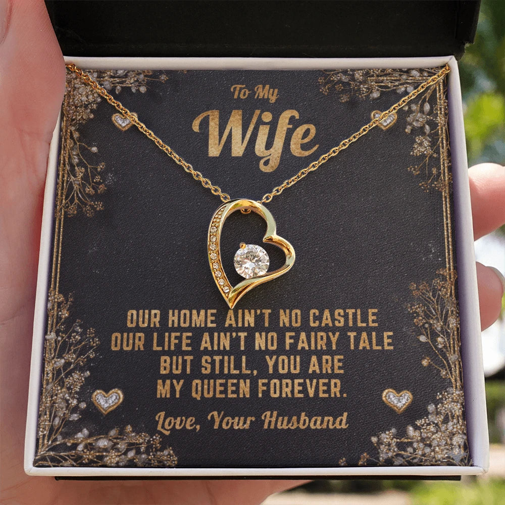 To My Wife Forever Love Necklace I Love You From Husband 18K Yellow Gold Standard Box