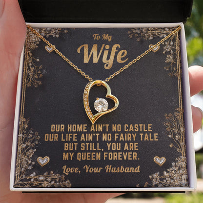 To My Wife Forever Love Necklace I Love You From Husband 18K Yellow Gold Standard Box