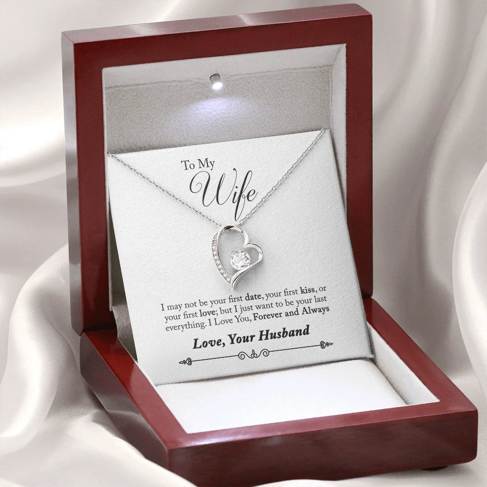 To My Wife Gift Forever Love Necklace from Husband 14K White Gold Luxury Box