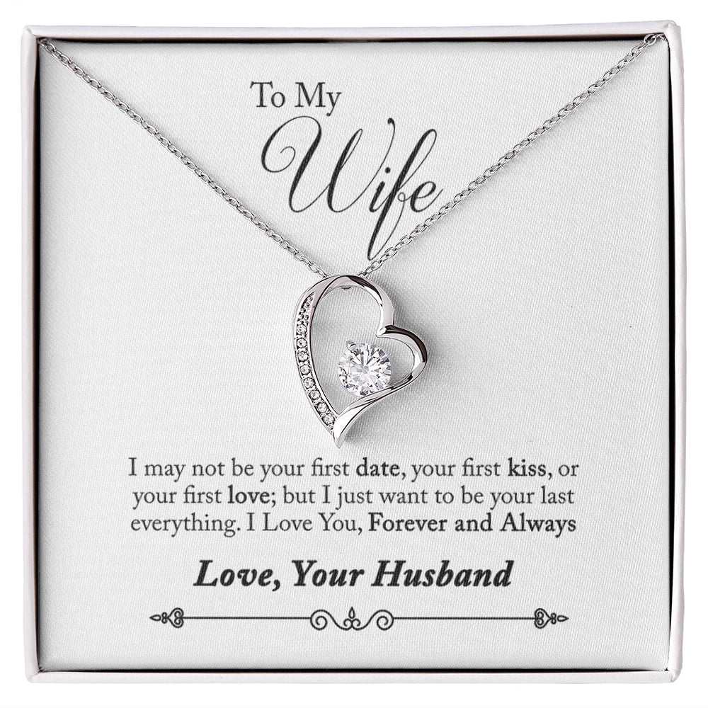To My Wife Gift Forever Love Necklace from Husband 14K White Gold Message Card