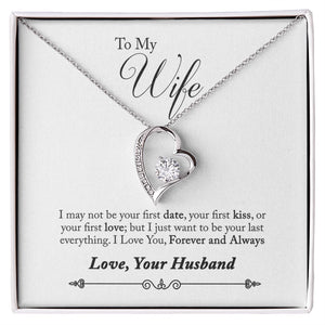 To My Wife Gift Forever Love Necklace from Husband 14K White Gold Message Card