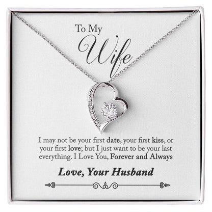 To My Wife Gift Forever Love Necklace from Husband 14K White Gold Message Card