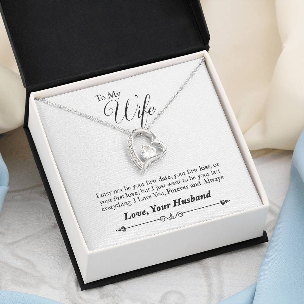To My Wife Gift Forever Love Necklace from Husband 14K White Gold Standard Box