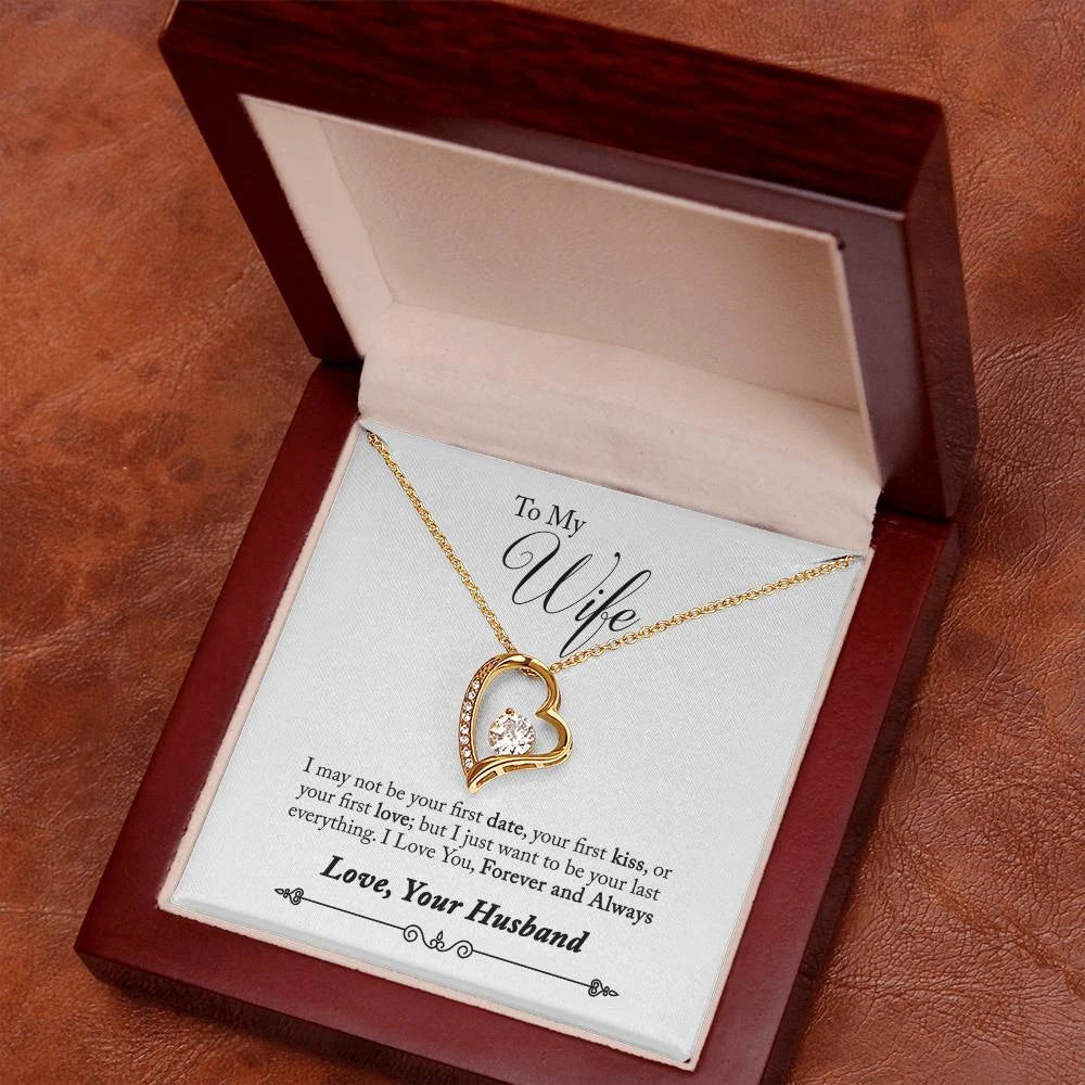 To My Wife Gift Forever Love Necklace from Husband 18K Yellow Gold Luxury Box