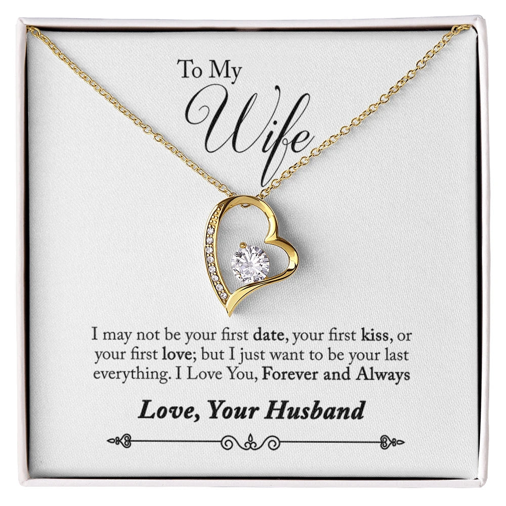 To My Wife Gift Forever Love Necklace from Husband 18K Yellow Gold Message Card