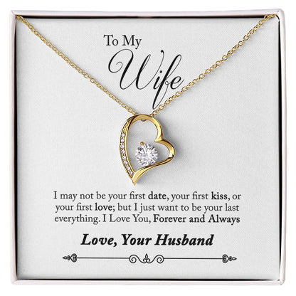 To My Wife Gift Forever Love Necklace from Husband 18K Yellow Gold Message Card