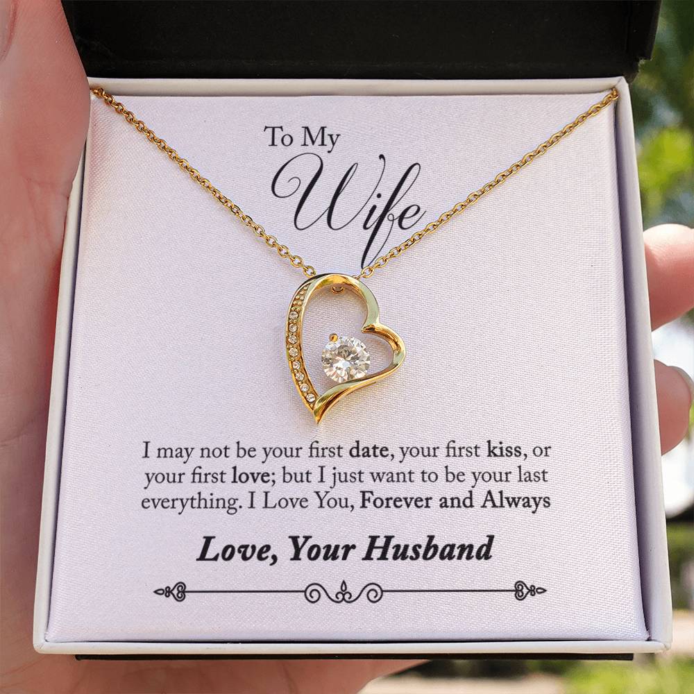 To My Wife Gift Forever Love Necklace from Husband 18K Yellow Gold Standard Box