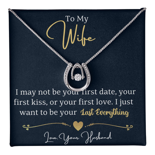 To My Wife Lucky In Love White Gold Necklace From Husband Message Card
