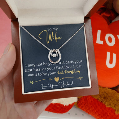 To My Wife Lucky In Love White Gold Necklace From Husband Message Card Luxury Box