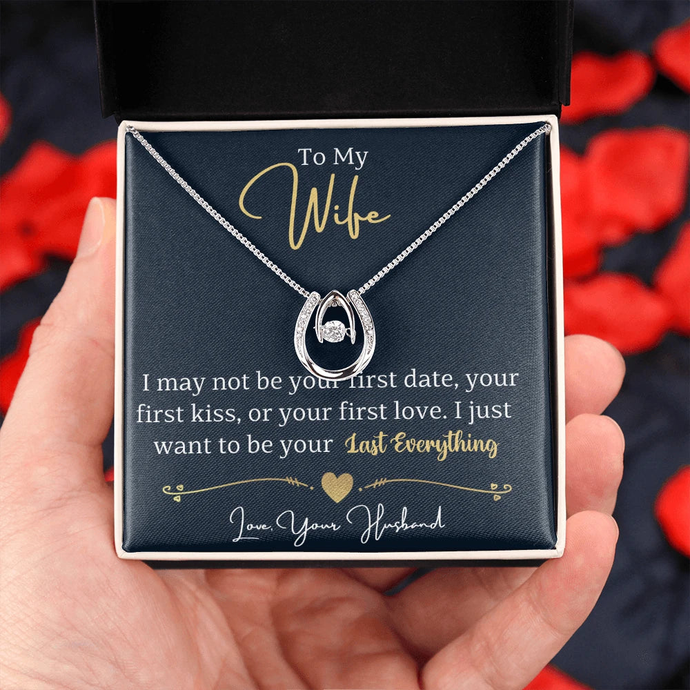 To My Wife Lucky In Love White Gold Necklace From Husband Message Card Standard Box