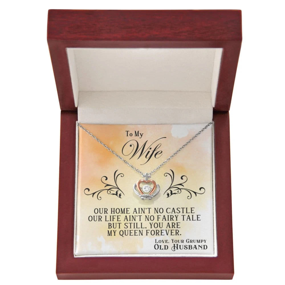 To My Wife My Queen Crown Pendant 14K Rose Gold Necklace From Husband Message Card Luxury Box