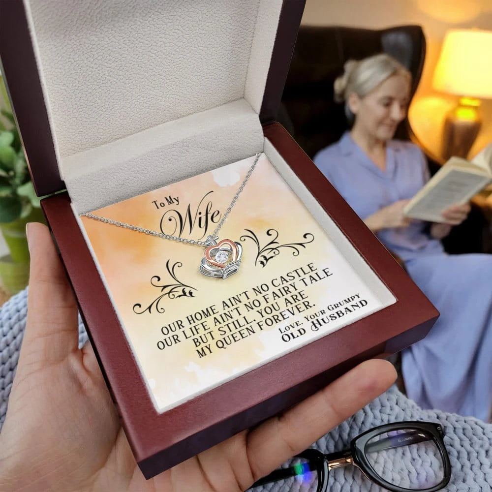 To My Wife My Queen Crown Pendant 14K Rose Gold Necklace From Husband Message Card Luxury Box UGC