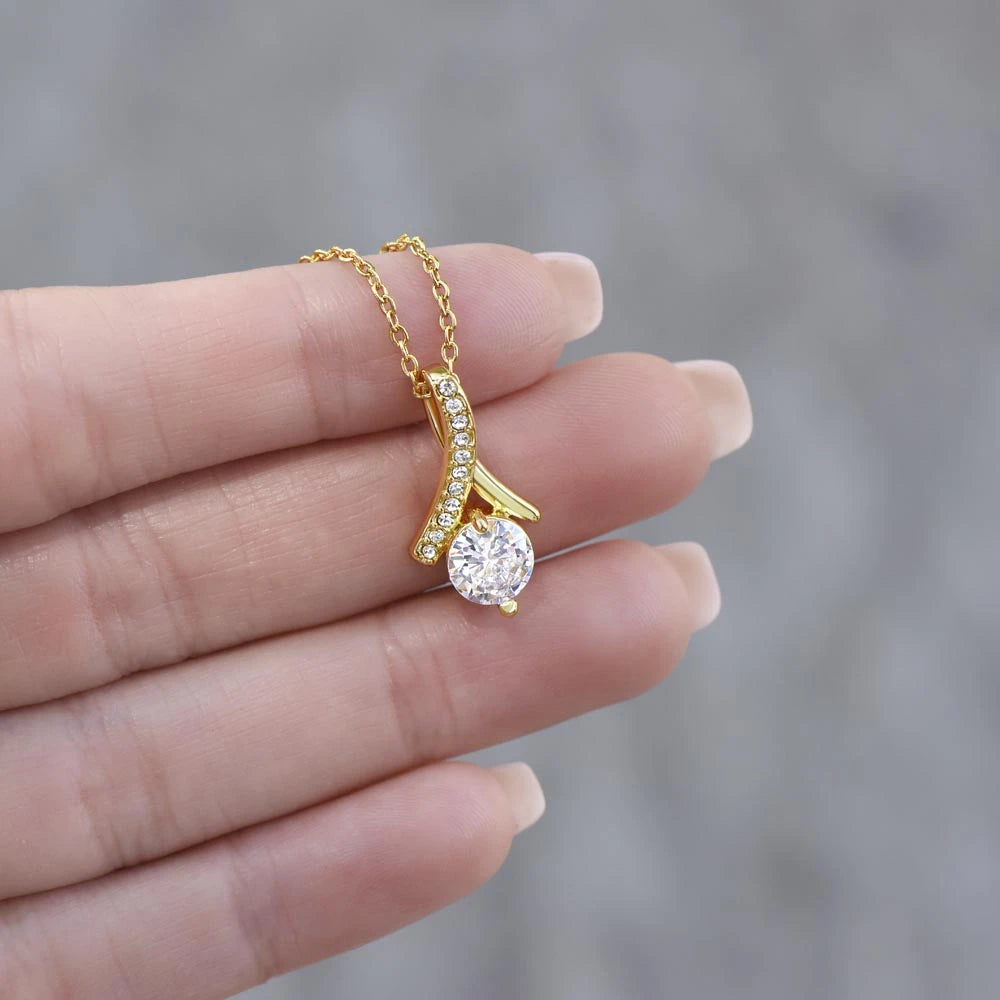 To My Wife To Be Alluring Beauty Necklace from Fiance 18K Yellow Gold Display Hand