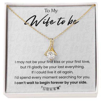 To My Wife To Be Alluring Beauty Necklace from Fiance 18K Yellow Gold Message Card