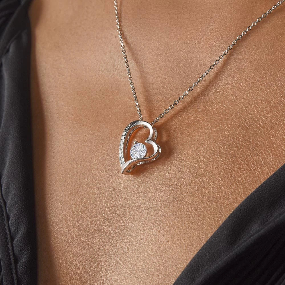 To My Wife To Be Forever Love Necklace from Fiance 14K White Gold Display Neck