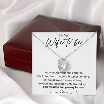 To My Wife To Be Forever Love Necklace from Fiance 14K White Gold Luxury Box