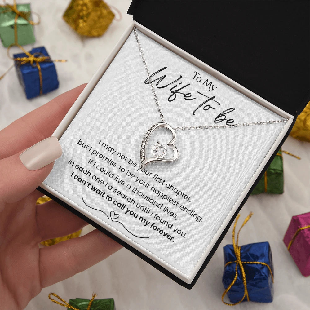 To My Wife To Be Forever Love Necklace from Fiance 14K White Gold Standard Box