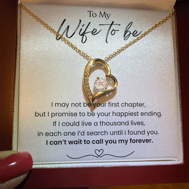 To My Wife To Be Forever Love Necklace from Fiance 18K Yellow Gold Luxury Box