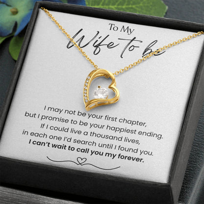 To My Wife To Be Forever Love Necklace from Fiance 18K Yellow Gold Standard Box