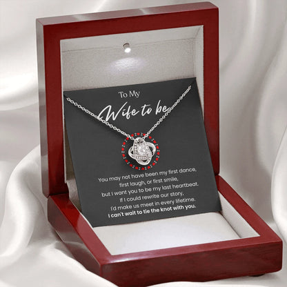 To My Wife To Be Love Knot Necklace From Fiance 14K White Gold Message Card Luxury Box