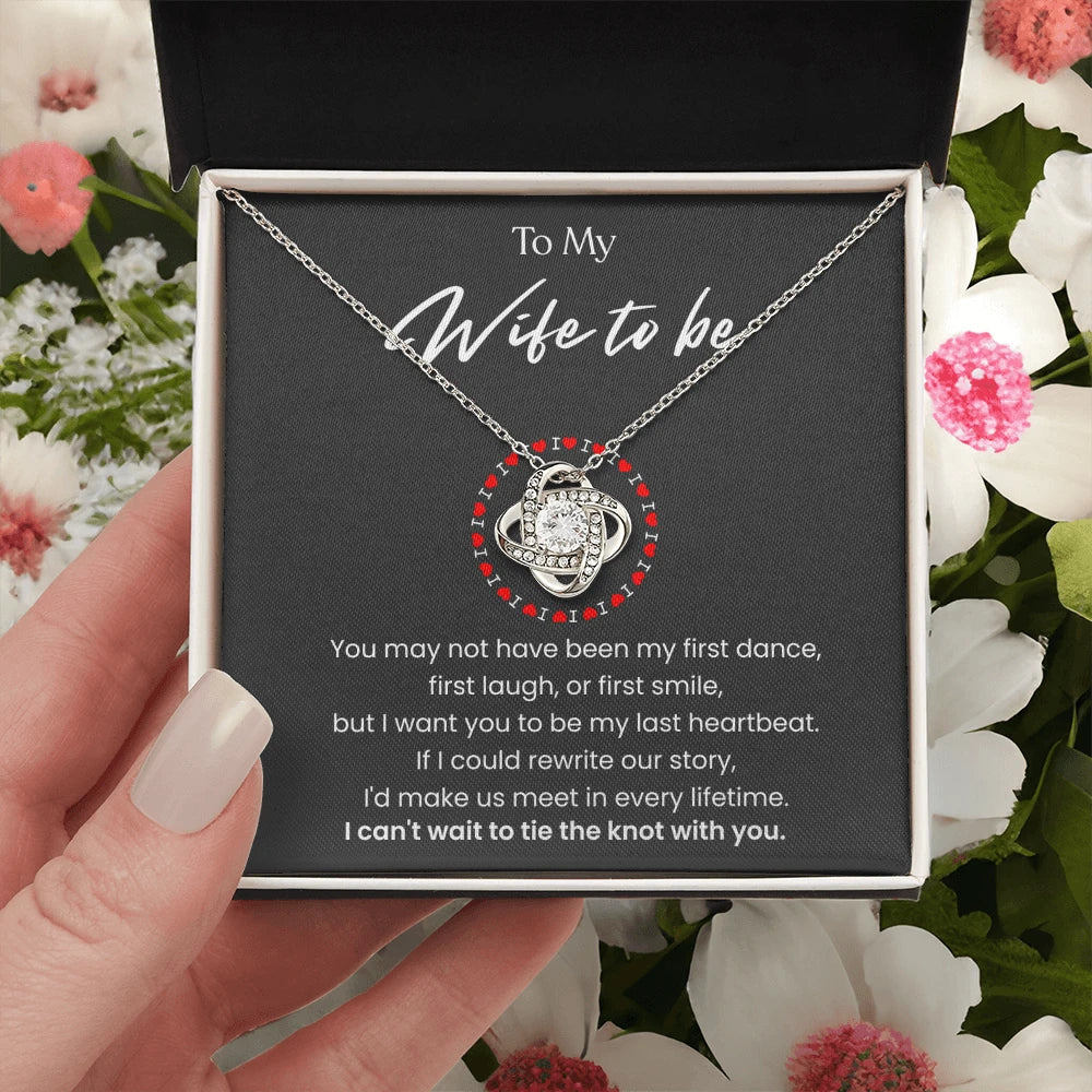 To My Wife To Be Love Knot Necklace From Fiance 14K White Gold Message Card Standard Box